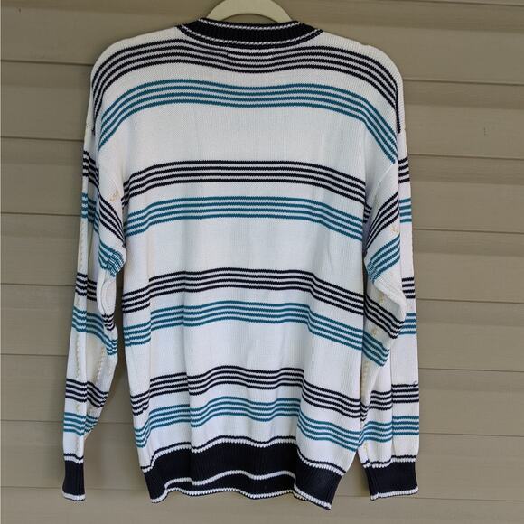 White Stripe Izod Cotton Sweater Size Large - Picture 6 of 6